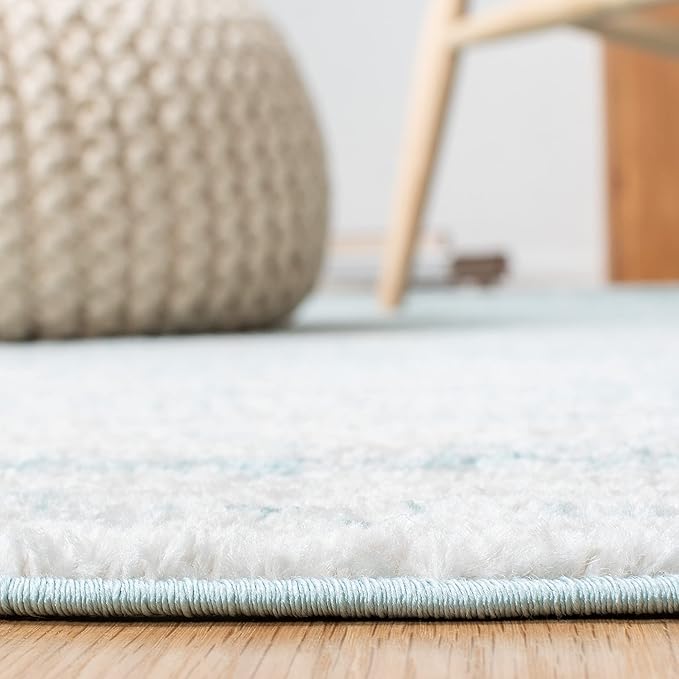 SAFAVIEH Adirondack Collection Area Rug - 6'7" Square, Aqua & Ivory, Modern Ombre Design, Non Shedding & Easy to Clean, Ideal for Living Room, Bedroom, Office, Dining Space (ADR113J)