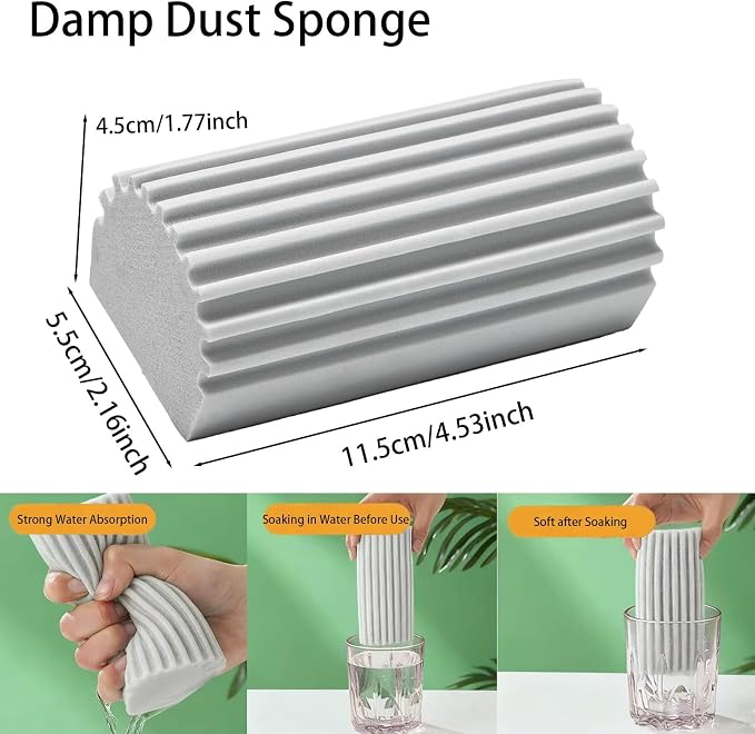 Damp Clean Duster Sponge 4 Pack Household Cleaning Sponges Reusable Dusting - Image 2