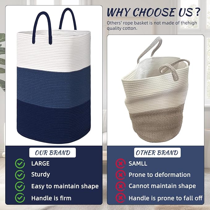 Woven Laundry Basket for Clothes, 100 L Large Rectangle Laundry Hampers - Image 5