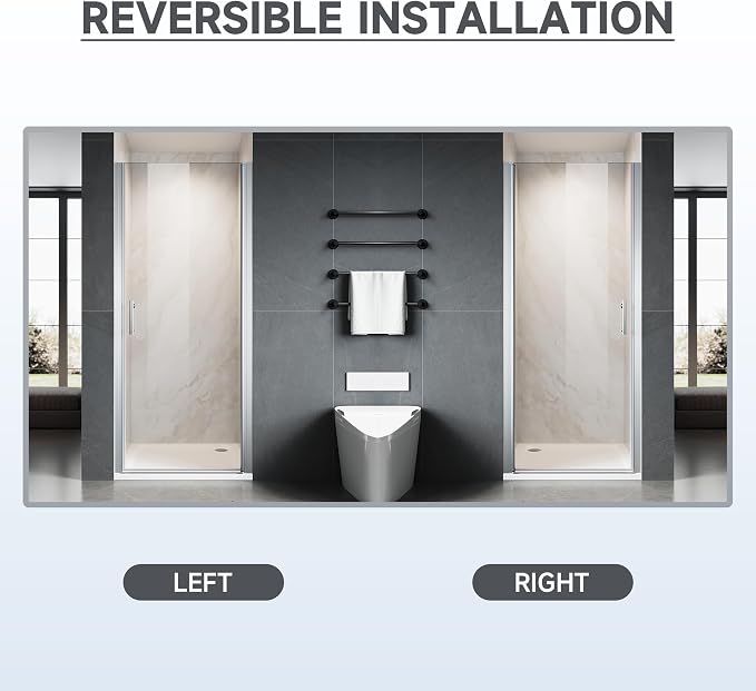 Glass Shower Door 33.5-35" W x 72" H, UCALAFEE Frameless Pivot Swing Door - Image 7