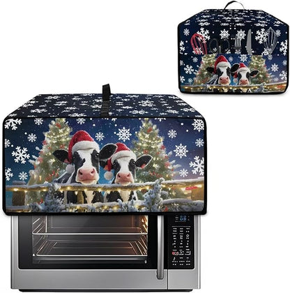 Air Fryer Toaster Oven Dust Cover Protective Microwave Oven Cover Small Electric Appliance Protector Decorations Kitchen Accessories, S, Christmas Hat Cow Snowflake