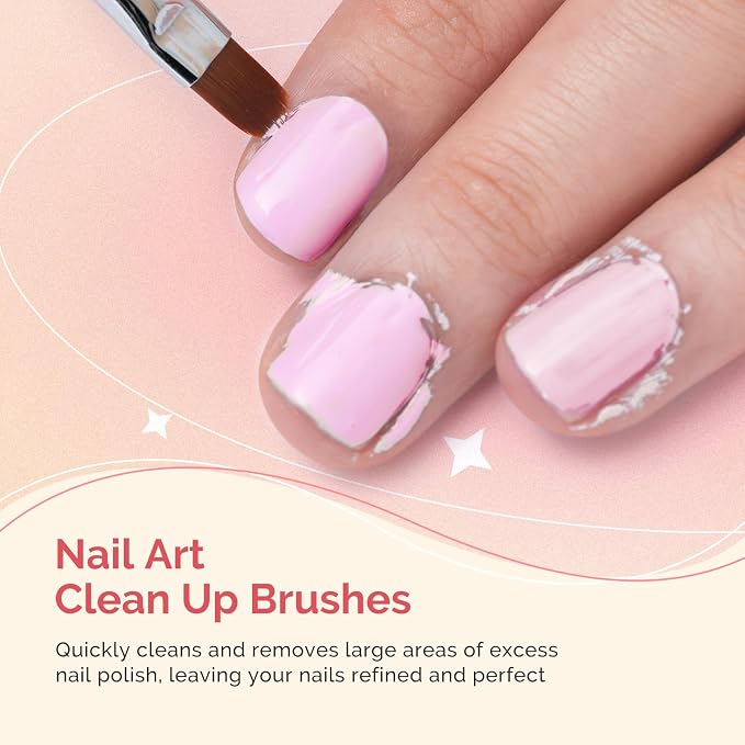 MelodySusie 3Pcs Nail Art Clean Up Brushes, Flat/Oval/Angled Gel Nail Brushes - Image 2