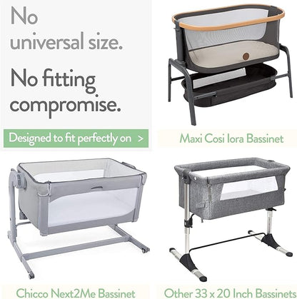 Bedside Sleeper Bassinet Fitted Sheets 33x20 for Maxi COSI Iora, Koola Baby, Baby Joy, Angelbliss, Kidsclub Bedside Bassinet – 100% Jersey Cotton – Cream + Brown – 2 Pack