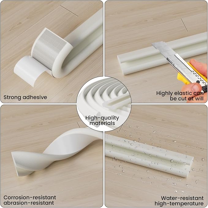 V Shape Foam Weather Stripping Door Frame Seal Strip 19.7FT White, Draft Stopper - Image 3
