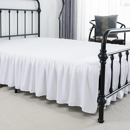 Bed Skirt Full Size Ruffled Bed Skirts with Split Corners, 12 Inch Drop Dust Ruffle Bed Skirt with Platform, White
