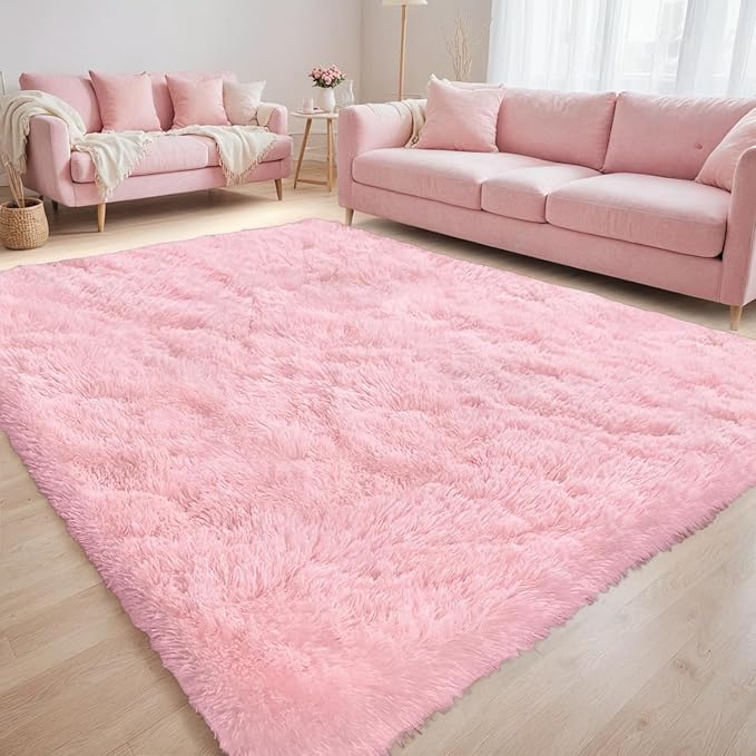 5x7 Area Rugs for Living Room Rug: Soft Fluffy Shag Pink Rugs for Bedroom, Non-Slip Large Fuzzy Plush Rug Indoor Floor Carpet for Nursery Kids Boys Girls Room, Dorms, Playroom, Modern Home Decor