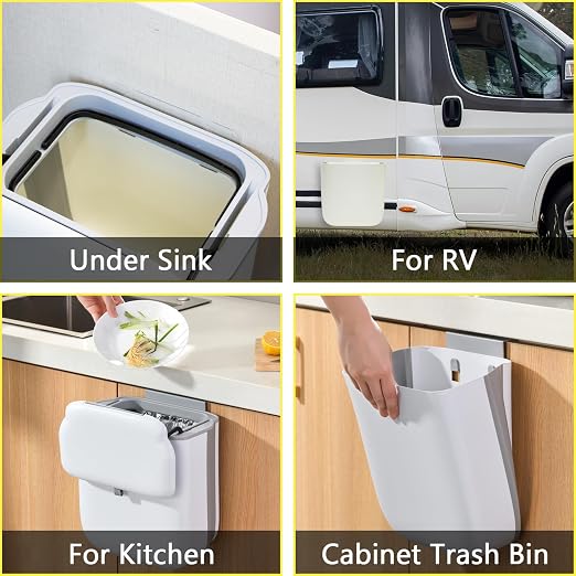 Soddeph 3.2 Gallon Foldable Hanging Trash Can - Image 6