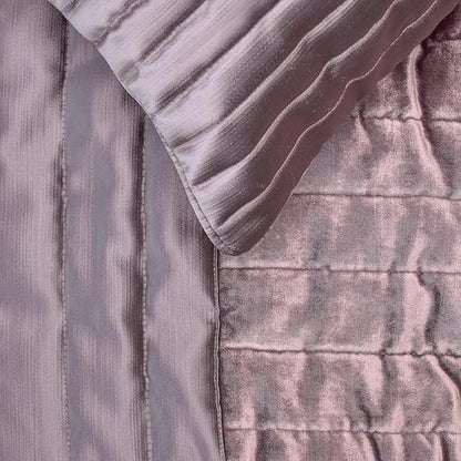 The HomeCentric King/Queen/Twin Purple Luxury CA King 86"x18" Bed Runner with Two Pillow Cover, Patchwork, Quilted, Striped Bed Scarf on Satin Fabric - Plum Radiance