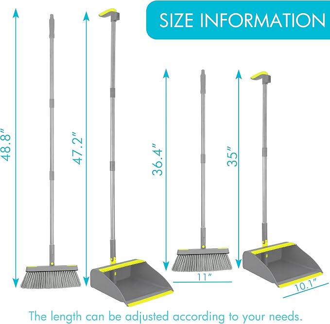 PHYEX 2-Pack Broom and Dustpan Combo Set, Indoor & Outdoor Use - Image 2