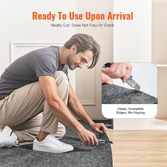 VEVOR Rug Pad Without Slip Resistance, Protective Cushioning Carpet Pad 9' x 12' - Image 5