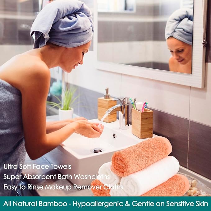 Wash Cloths 6 Pack, Super Soft and Gentle Face Towels on Sensitive Skin - Image 4