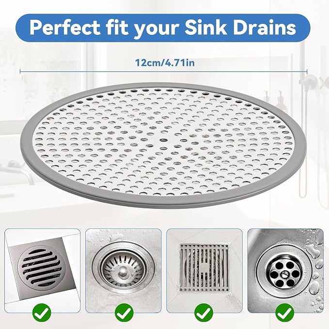 Shower Drain Hair Catcher, 4.72" Shower Drain Cover, All-in-One Universal Sink - Image 4