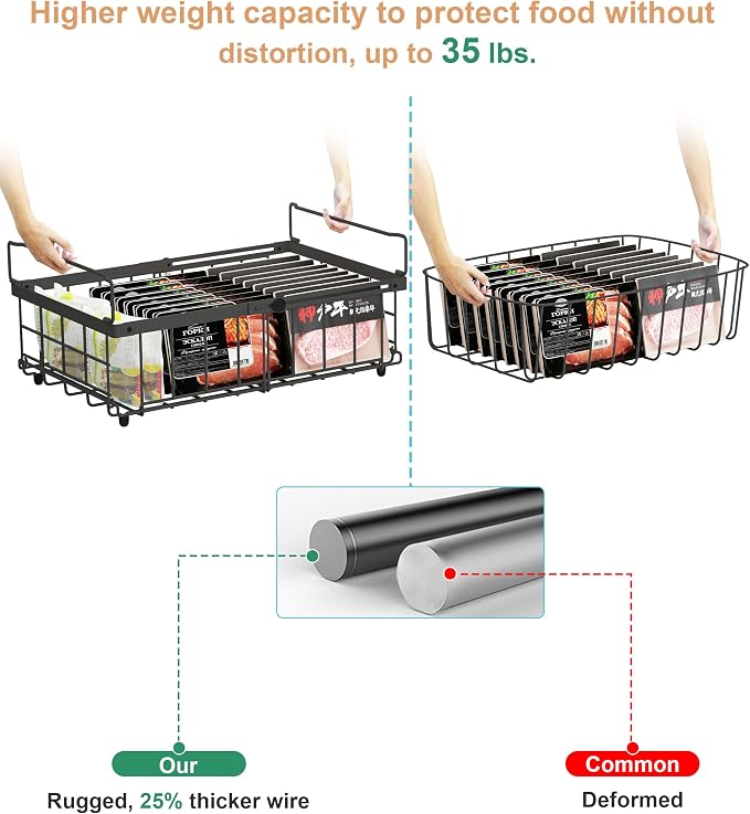 UMDONX 4 Pack Expandable Freezer Organizer Bins Large Freezer organizer Bins - Image 5