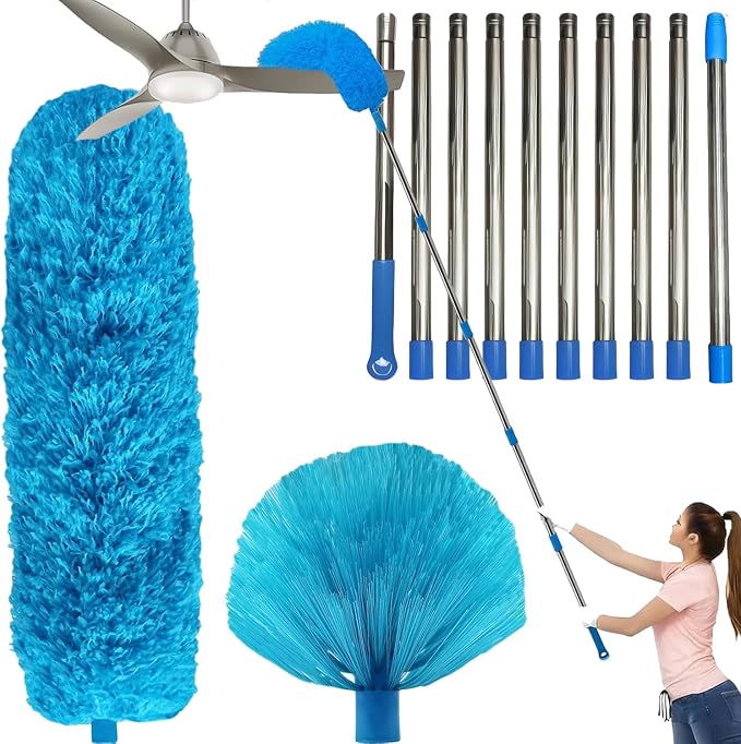 20+ Ft High Reach Ceiling Fan Duster & Cobweb & Corner Brush Duster by BetterproductsBetterlife