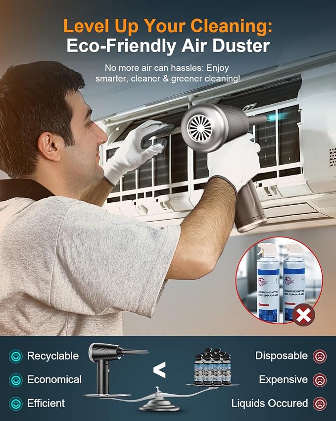 Compressed Air Duster, BANKKY 11-in-1 Cordless Keyboard Cleaner - Image 5