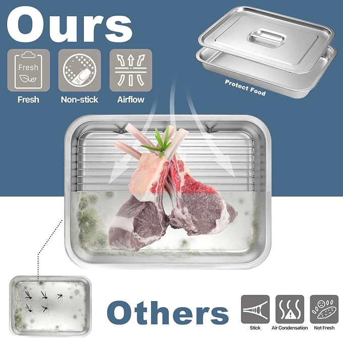 Grilling Prep and Serve Trays, Stainless Steel Large Capacity Food Prep Trays - Image 3