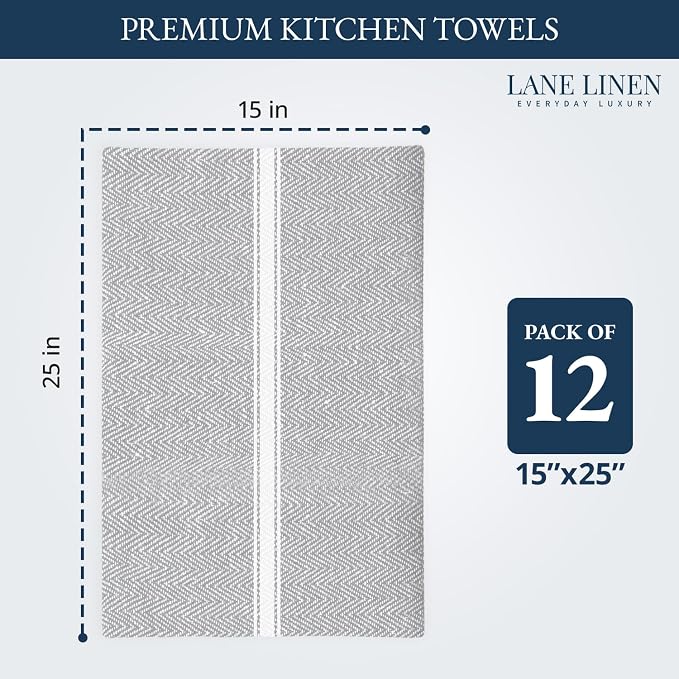 LANE LINEN Kitchen Towel Set, Dish Drying Towels, Absorbent & Machine Washable - Image 2