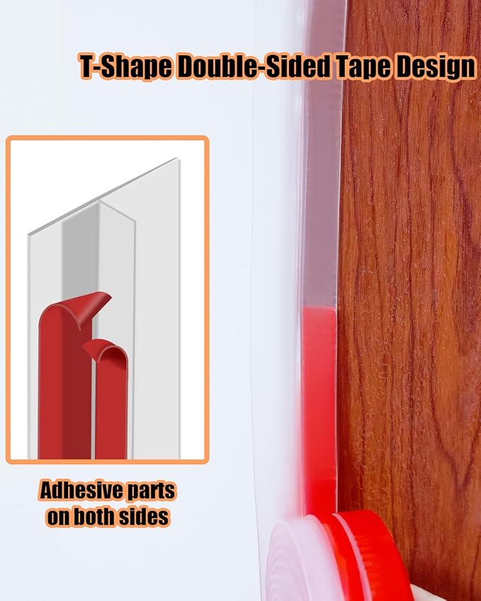 Orghtin T-Shaped Silicone Seal Strip, 40Ft x 1.97 in Draft Stopper - Image 2