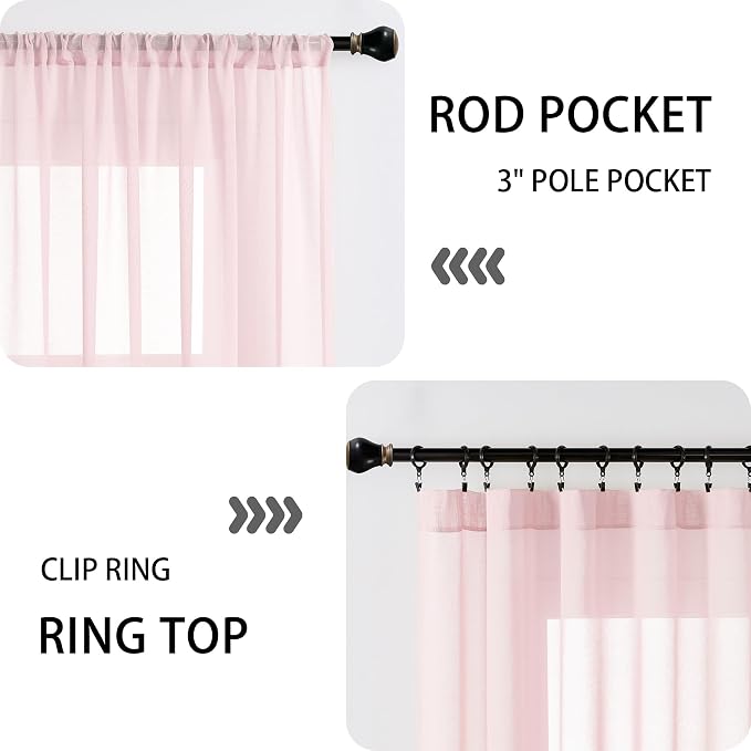 Tollpiz Small Sheer Linen Textured Curtain Sheers Doorway Light Filtering Voile - Image 5