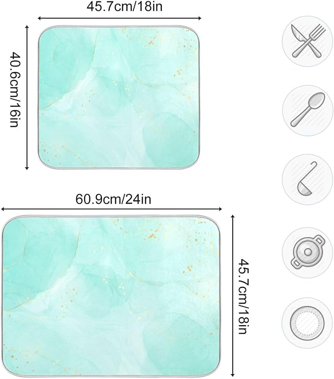 Turquoise Marble Dish Drying Mat - Image 3