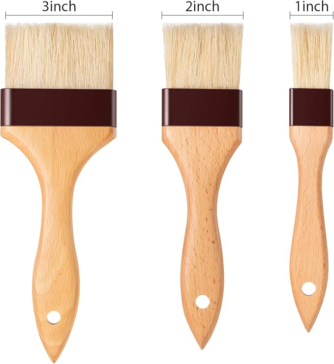 Boao Natural Bristle Pastry Brush Beech Wooden Handle Basting and BBQ Brushes - Image 2