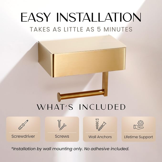 Day Moon™ Brushed Gold Toilet Paper Holder - Image 5