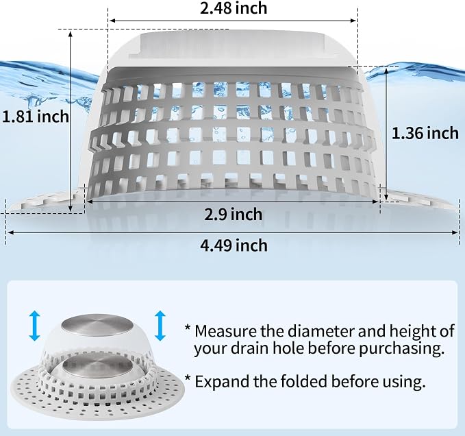 Shower Drain Hair Catcher, Bathtub Drain Cover Foldable Silicone Shower & Tub - Image 6
