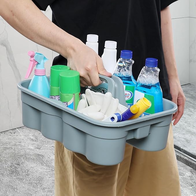 4 Packs 2 Compartment Plastic Cleaning Supplies Caddy - Image 6
