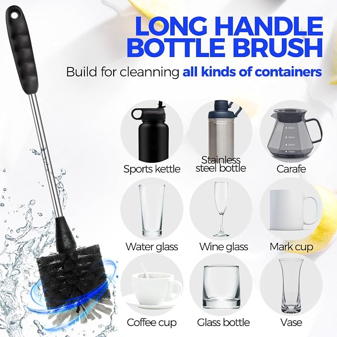 Holikme Bottle Brush Cleaner Set, 3 Straw Cleaner Brush, Bottle Cleaning Brush - Image 2