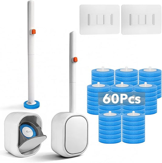 2-Pack Disposable Toilet Brush & Wand Kit, Wall-Mounted Auto-Closing Caddies by DARGOOSE