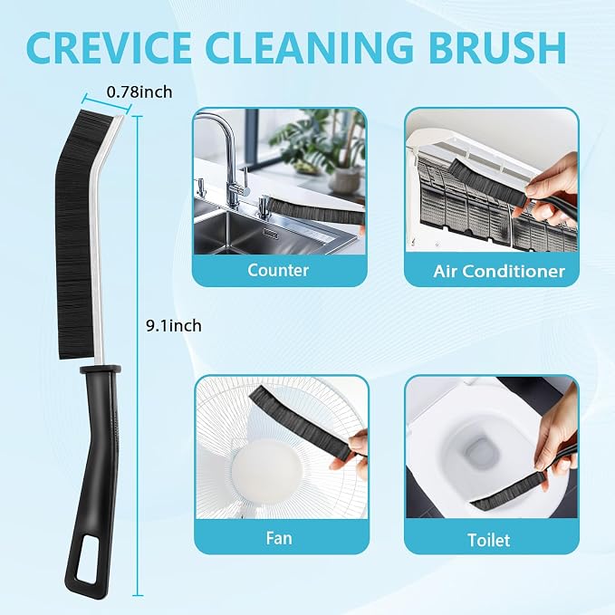 9PCS Crevice Cleaning Brush, Hard Bristle Scrub Brushes Tools - Image 3
