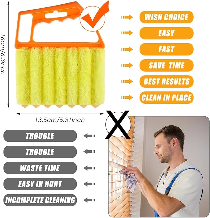 Maxdot 12 Pcs Blind Cleaner Duster Tool, 7 Finger Dusting Cleaner Tool - Image 2