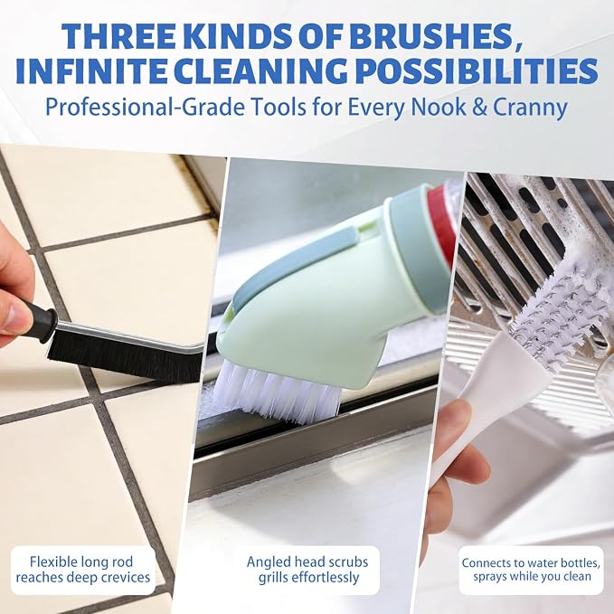Crevice Cleaning Brush Set，Grill Brush，Hard Bristle Crevice Cleaner Connected - Image 7