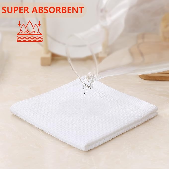 Kitinjoy 100% Cotton Kitchen Dish Cloths, 6 Pack Waffle Weave Ultra Soft - Image 3