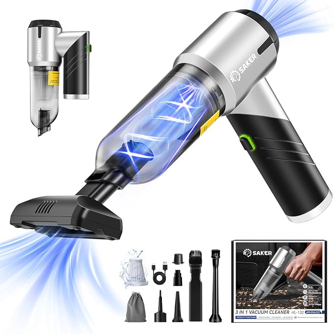 Saker Handheld Car Vacuum Portable Cordless17000PA Mini Vacuums Rechargeable by Saker