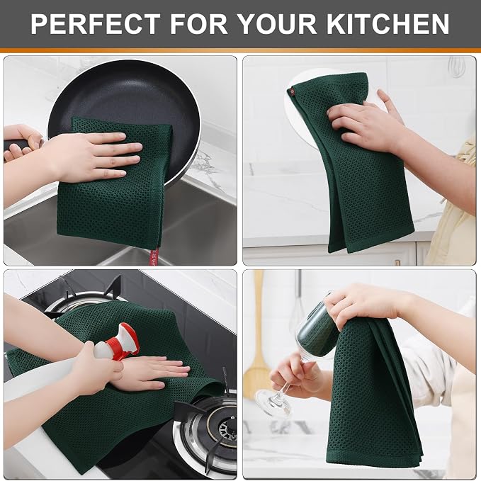 Kitinjoy 100% Cotton Waffle Weave Kitchen Hand Towels - Image 4