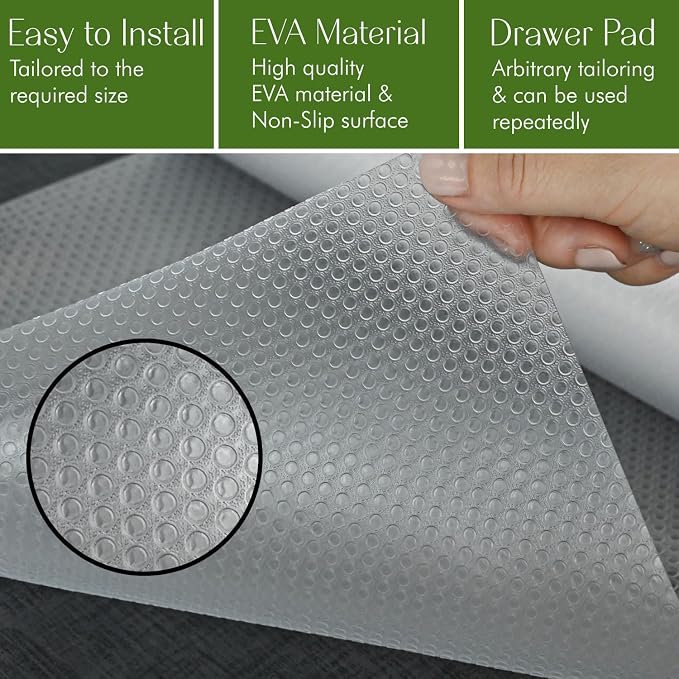 EVALAND 12" x 33 FT Non-Slip Shelf Liner, Non-Adhesive, Waterproof Pantry Liner - Image 3