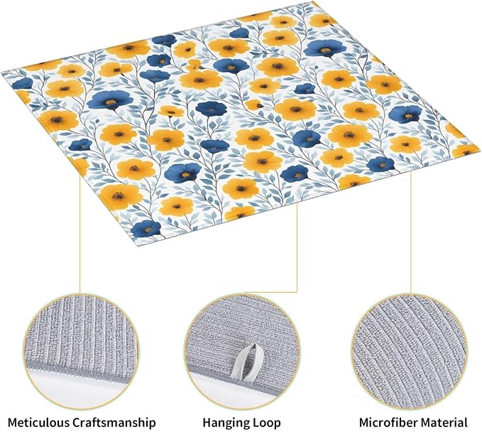 Blue Yellow Floral Dish Drying Mats - Image 6