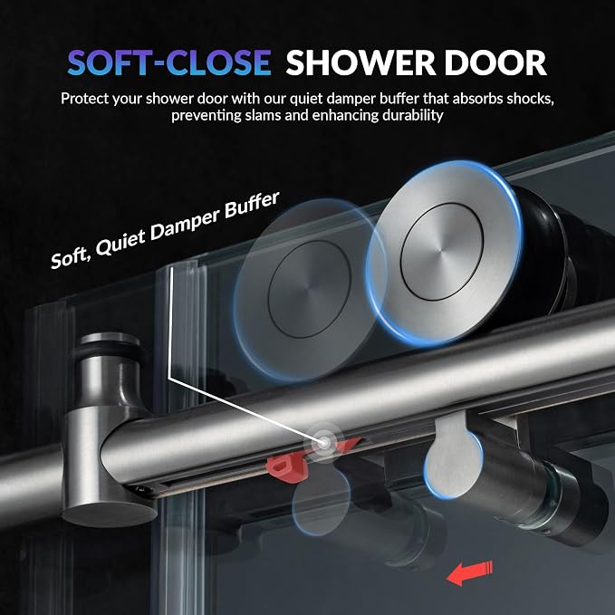 Woodbridge Frameless Single Sliding Shower Doors in Brushed Nickel Finish - Image 3