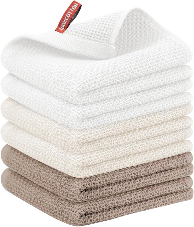 Nialnant 6 Pack Kitchen Hand Towels, 100% Cotton Dish Towels by Nialnant