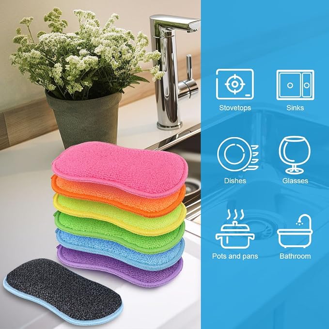 HOMEXCEL 12 Pack Multi-Purpose Scrub Sponges Kitchen, Dish Sponge, Non-Scratch - Image 6