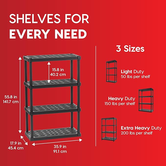 IRIS USA 4-Shelf Heavy Duty Plastic Storage Shelves, 600lb Capacity, Large - Image 2