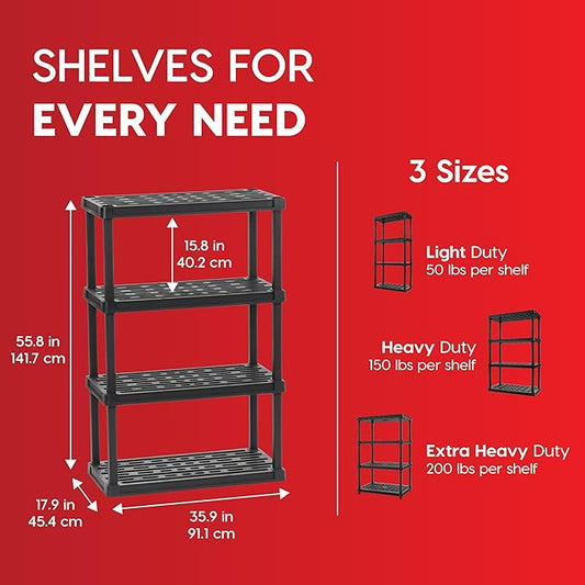IRIS USA 4-Shelf Heavy Duty Plastic Storage Shelves, 600lb Capacity, Large - Image 2
