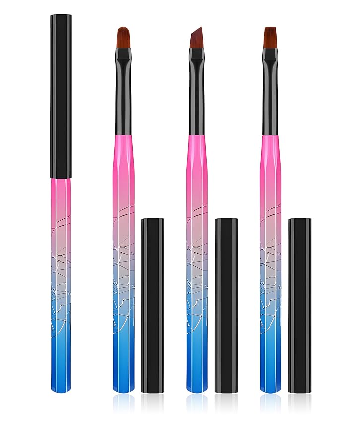 3PCS Nail Polish Clean Up Brush, Round&Falt&Angled Acetone Resistant Nail Brush by AMilHiTon