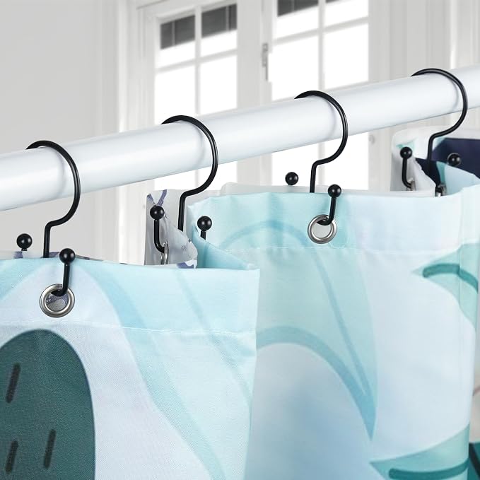 Goowin Shower Curtain Hooks, Durable Rust Proof Black Shower Curtain Hooks - Image 2
