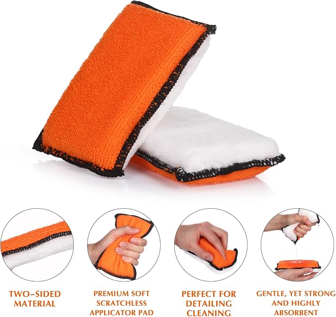 Mudder 8 Pcs Car Interior Scrubbing Sponge 5'' x 3'' Fiber Car Wax Applicator - Image 4