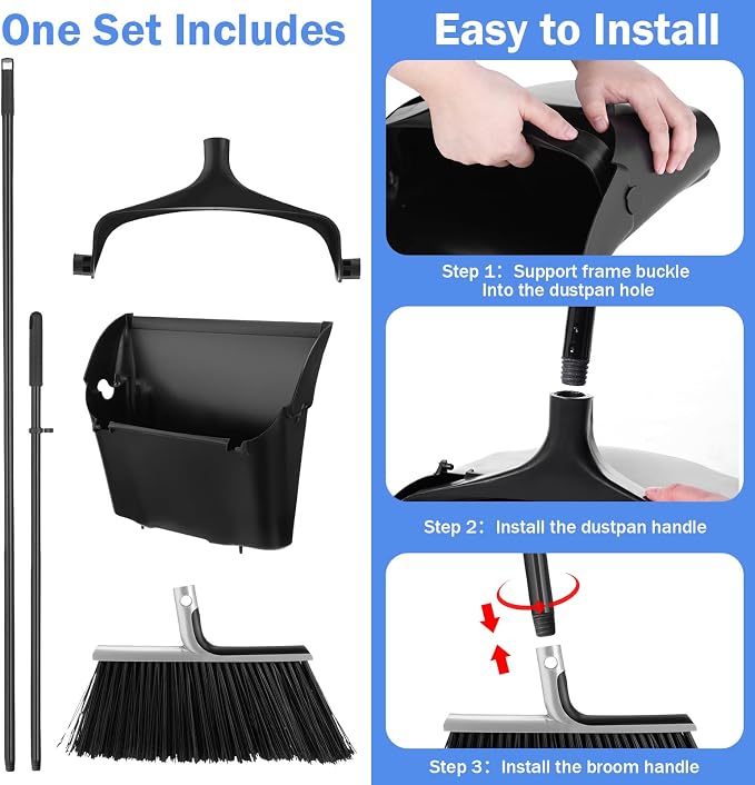 Yungyan 6 Set Broom with Dustpan Combo Set with 54 Inch Long Handle Commercial - Image 4
