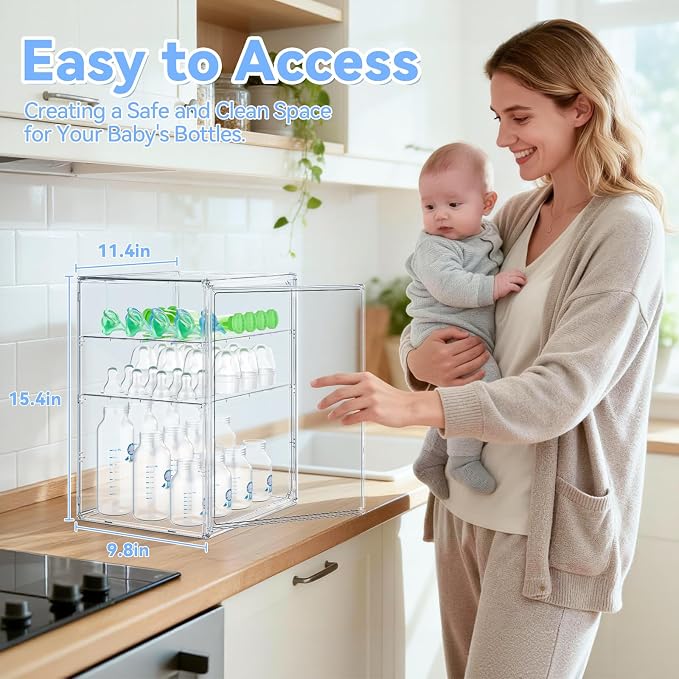 Baby Bottle Organizer for Countertop, X-Large Clear Bottle Storage Organizer - Image 4