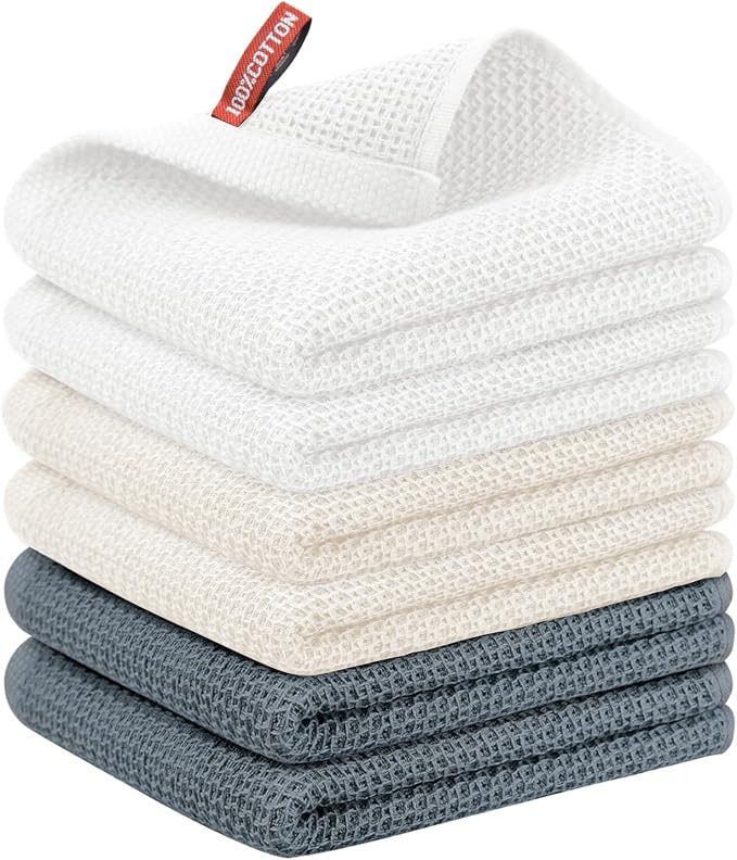 Nialnant 6 Pack Kitchen Hand Towels, Large 100% Cotton Kitchen Tea Towels by Nialnant
