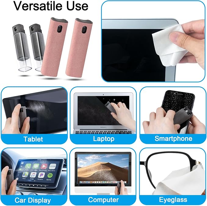 walrfid 4Pcs Car Screen Cleaner, Computer Screen Cleaner Spray and Wipe - Image 5